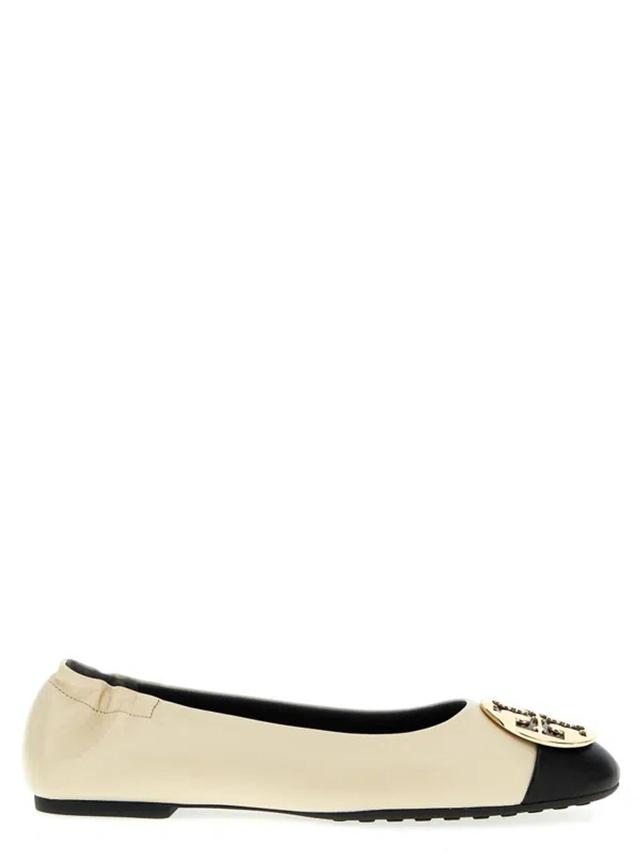 TORY BURCH Claire Leather Ballet Flats In White Product Image