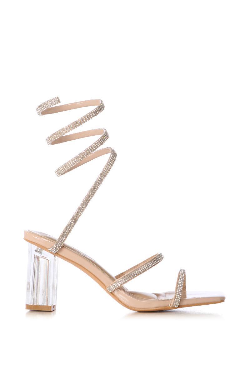 AZALEA WANG BELLONA NUDE SANDAL WITH EMBELLISHED COIL WRAP Product Image