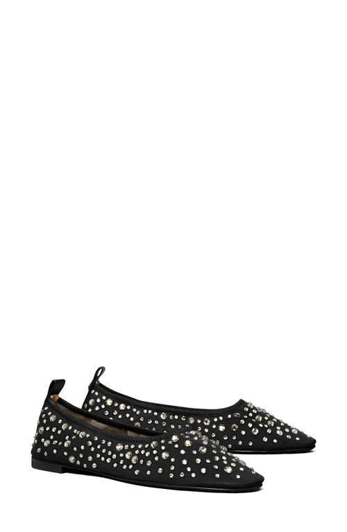 TORY BURCH Crystal Mesh Ballerina Flats In Black Product Image