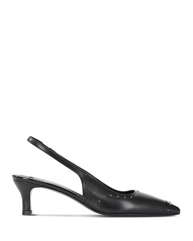 The Kooples Womens Micro Studded Pointed Cap Toe Slingback Pumps Product Image