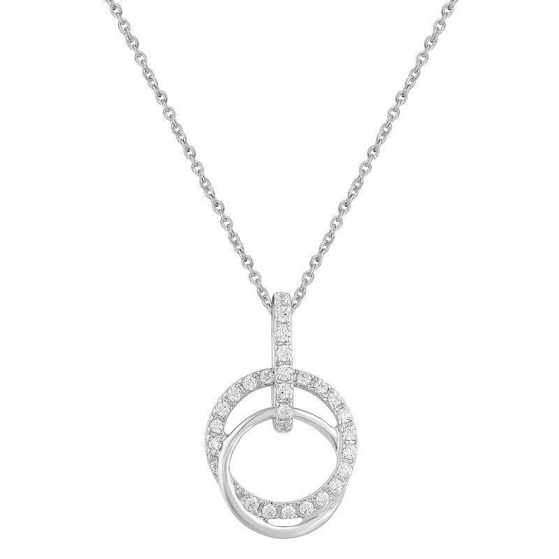 Royal Aura Sterling Silver 1/6 Carat T.W. Diamond Interlocking Circle Pendant Necklace, Womens White Product Image