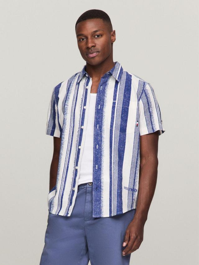 Tommy Hilfiger Men's Regular Fit Paint-Stroke Stripe Shirt Product Image