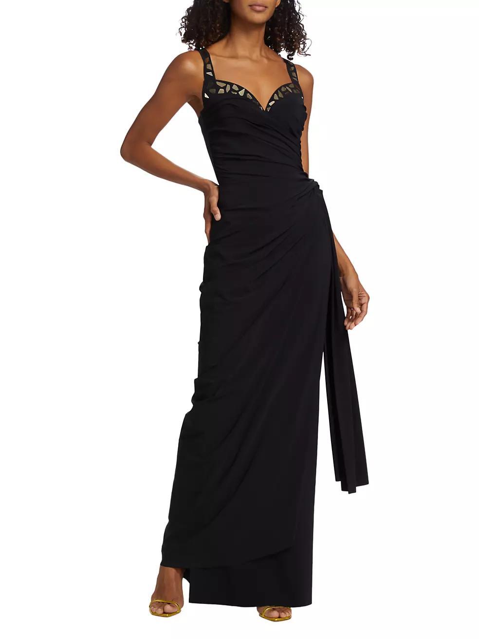 Embellished Jersey Ruched Gown Product Image