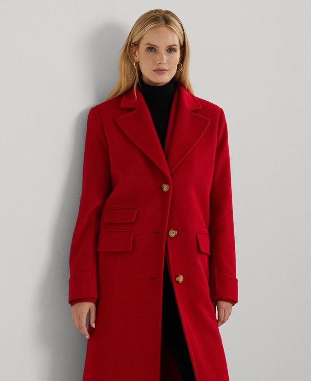 Lauren Ralph Lauren Womens Long Notched-Collar Coat Product Image