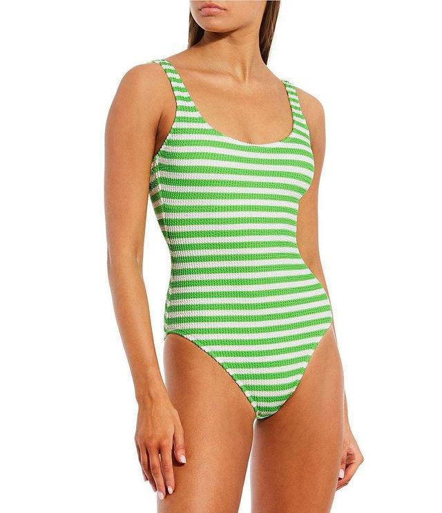 GB Stripe Scrunchie Textured Classic Tank One Piece Swimsuit Product Image