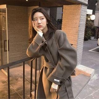 Long-Sleeve Double Breasted Trench Coat Product Image