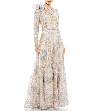 Womens Embellished Rose-Applique Gown Product Image