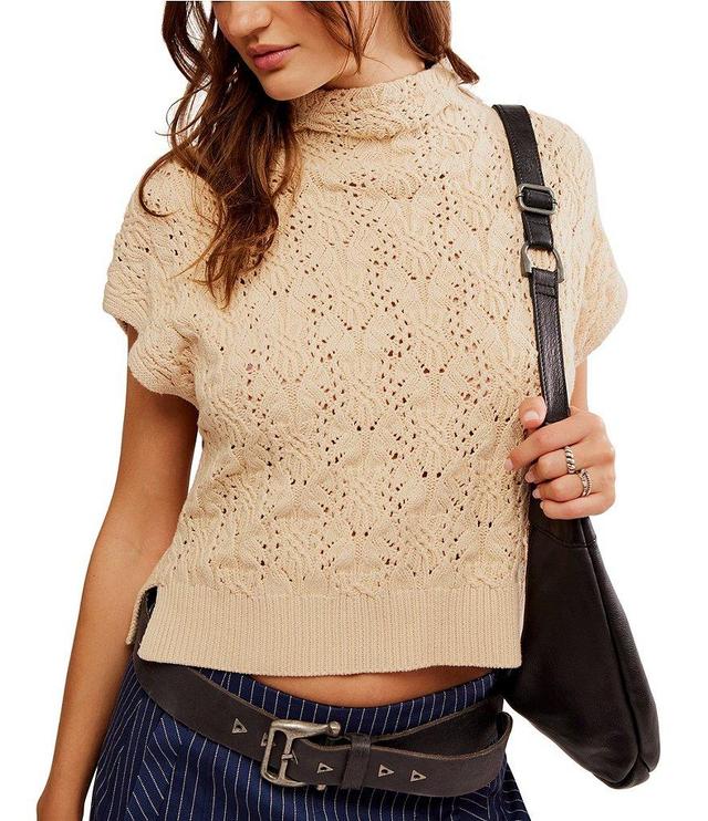 Free People Vickie Textured Knit Mock Neck Short Sleeve Sweater Product Image