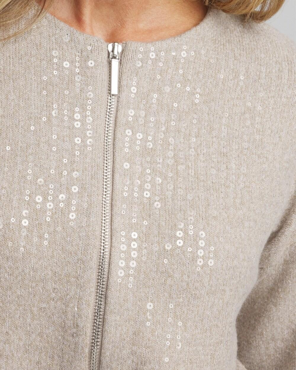 Sequin Zip Front Cardigan Product Image