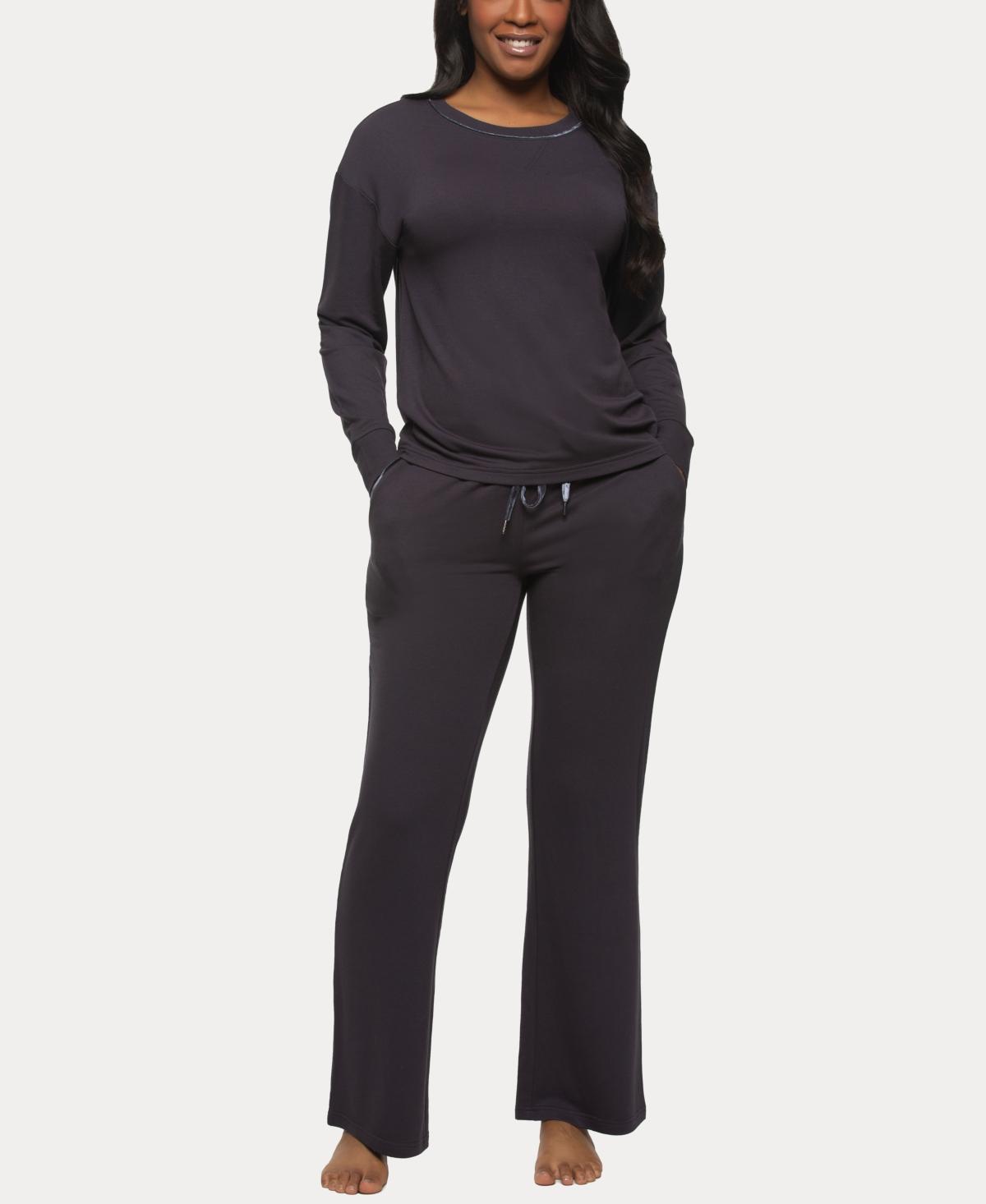 Felina Womens Aria Long Sleeve Crewneck and Pant Lounge Set Product Image