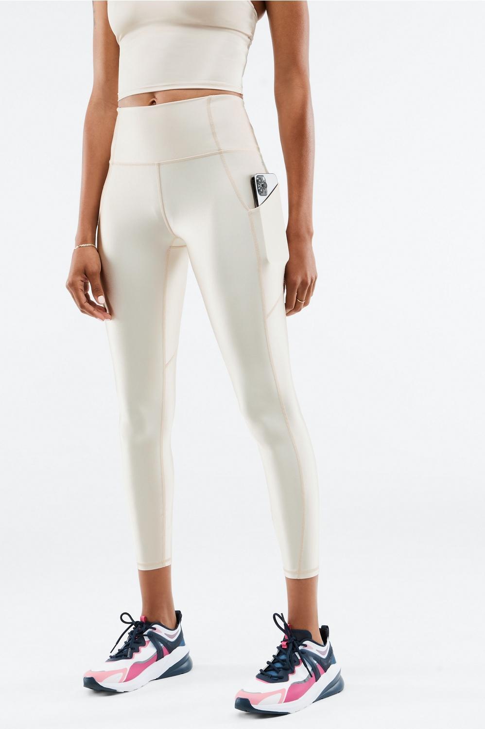 Fabletics Oasis High-Waisted Shine 7/8 Legging Womens Grey Mist Shine Size XXS Product Image