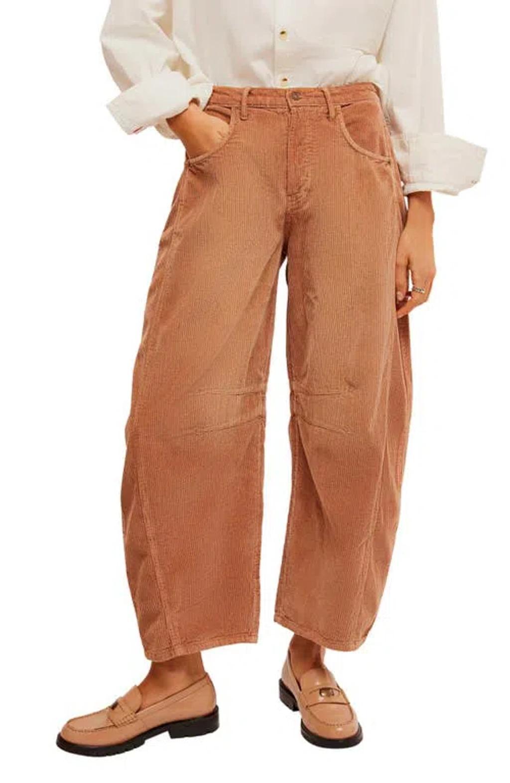 Good Luck Barrel Leg Corduroy Pants In Emperador Product Image