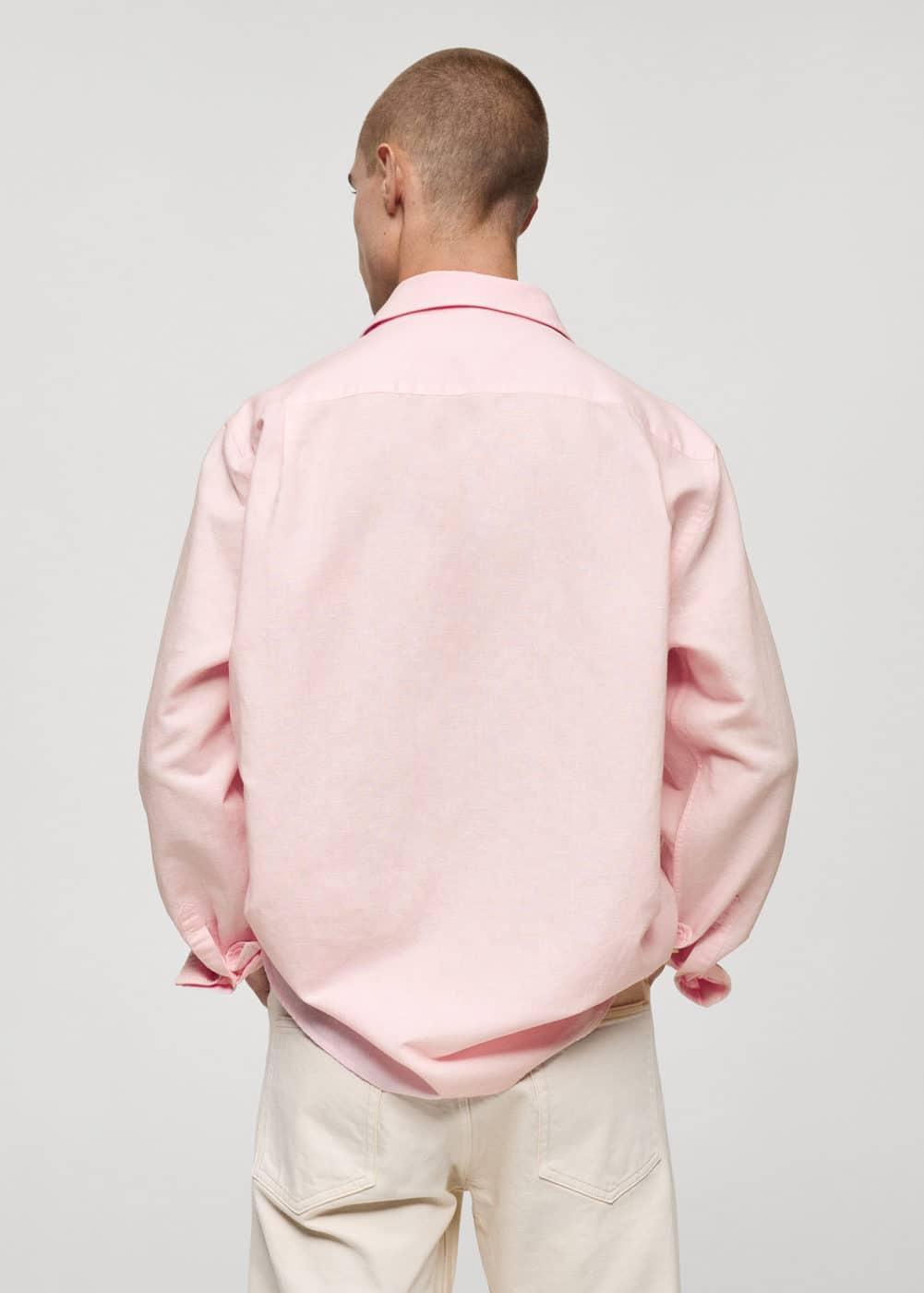 MANGO MAN - Classic-fit linen-blend shirt pinkMen Product Image