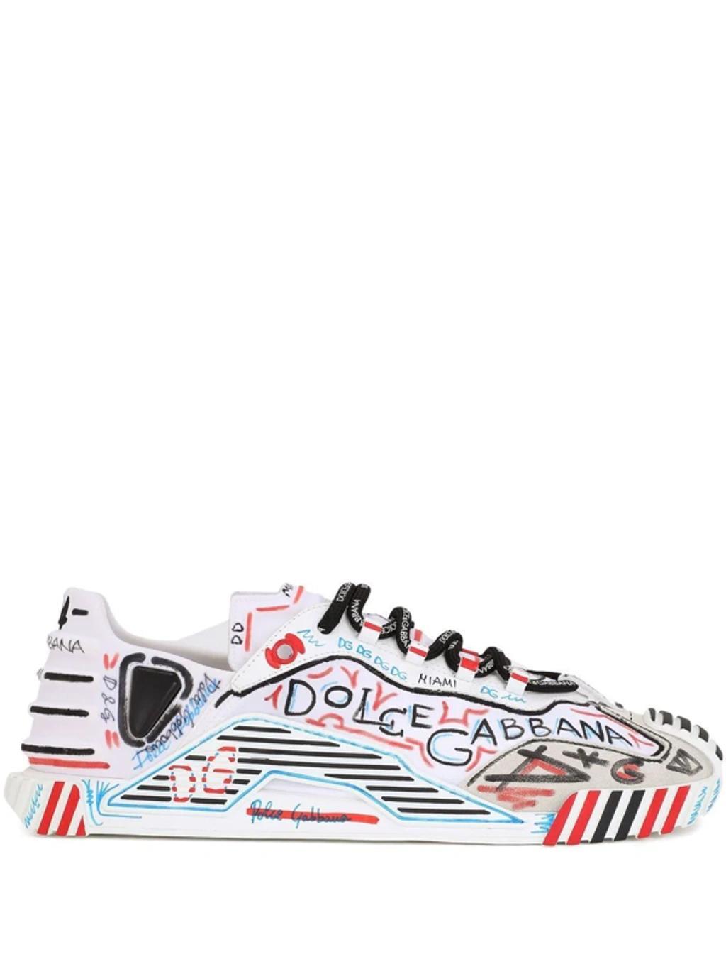 Graffiti Logo Print Sneakers In White Product Image