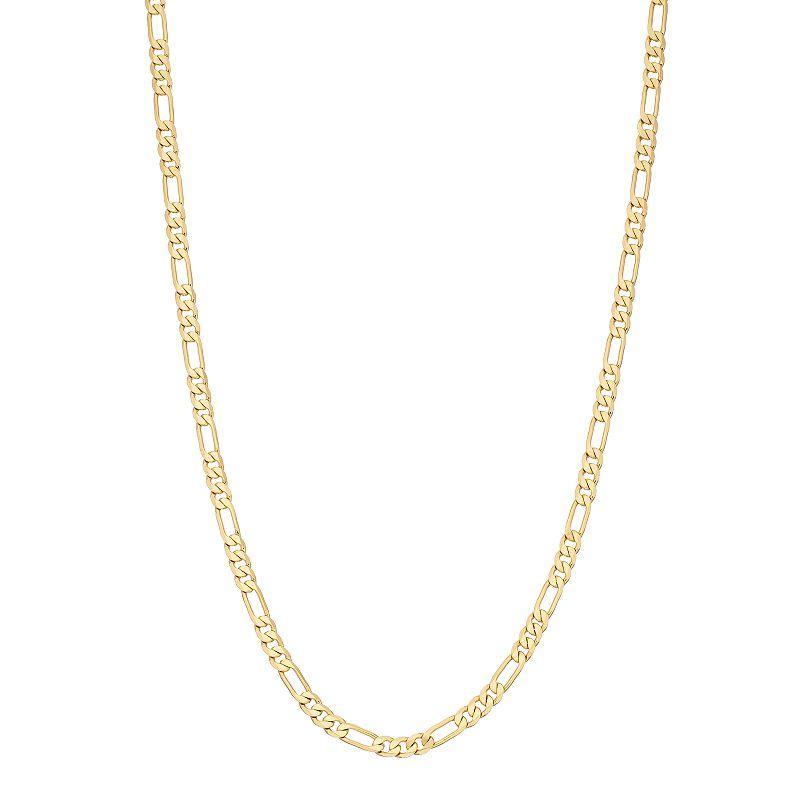 Mens Unbranded Mens 14K Gold over Brass 18 Figaro Chain Necklace, Gold Tone Product Image