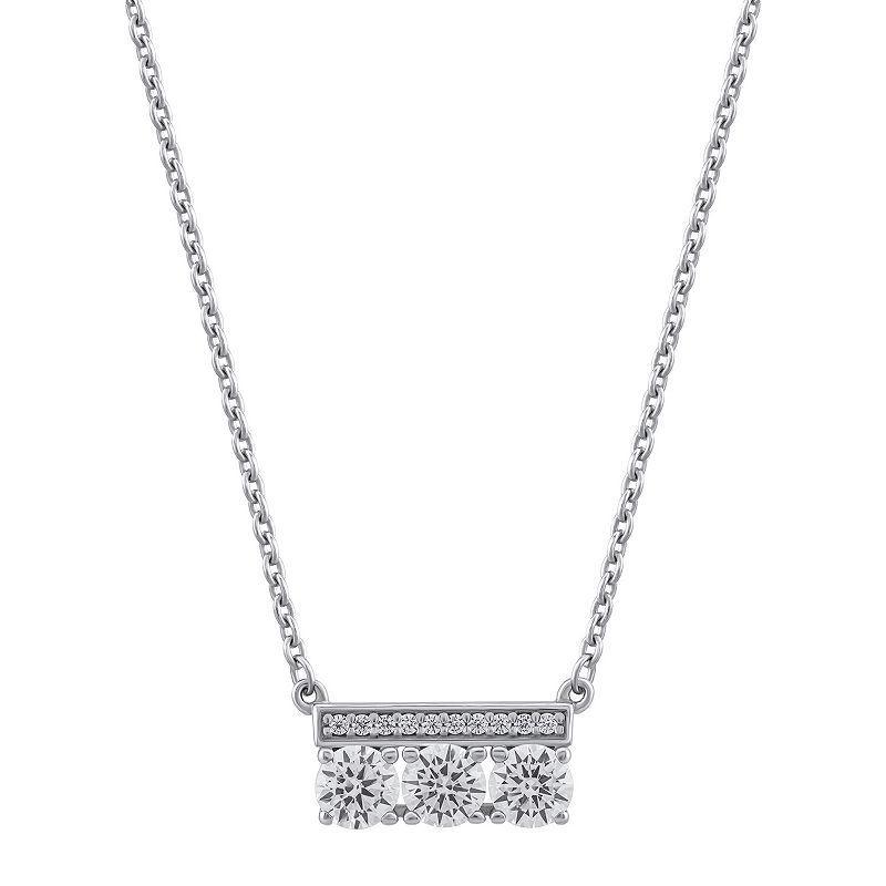 OLIVIA AND HARPER Sterling Silver Cubic Zirconia Bar Pendant Necklace, Womens Product Image