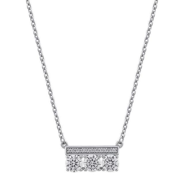 OLIVIA AND HARPER Sterling Silver Cubic Zirconia Bar Pendant Necklace, Womens Product Image