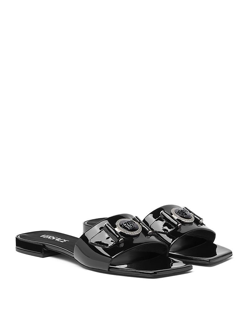 Womens Medusa Buckle Leather Slides Product Image