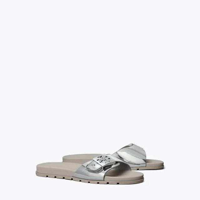 TORY BURCH Buckle Slide In Silver/silver/aluminum Product Image