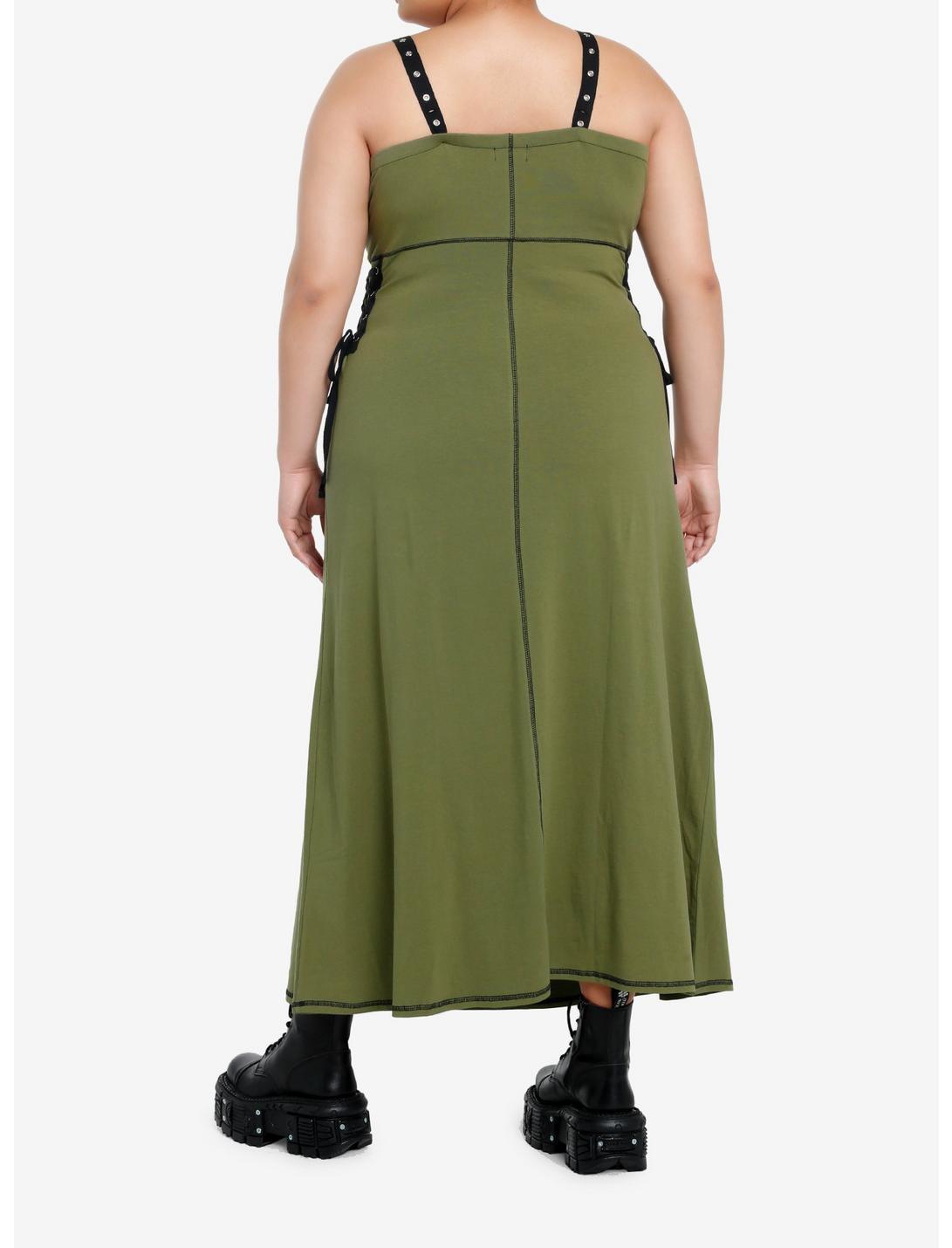 Social Collision Green & Black Lace-Up Midaxi Dress Plus Size Product Image