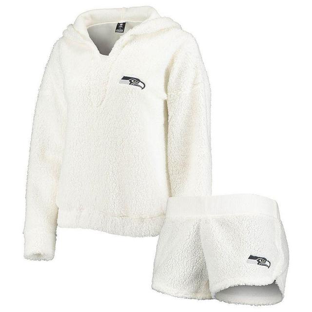 Womens Concepts Sport Cream Seattle Seahawks Fluffy Hoodie Top & Shorts Set Product Image