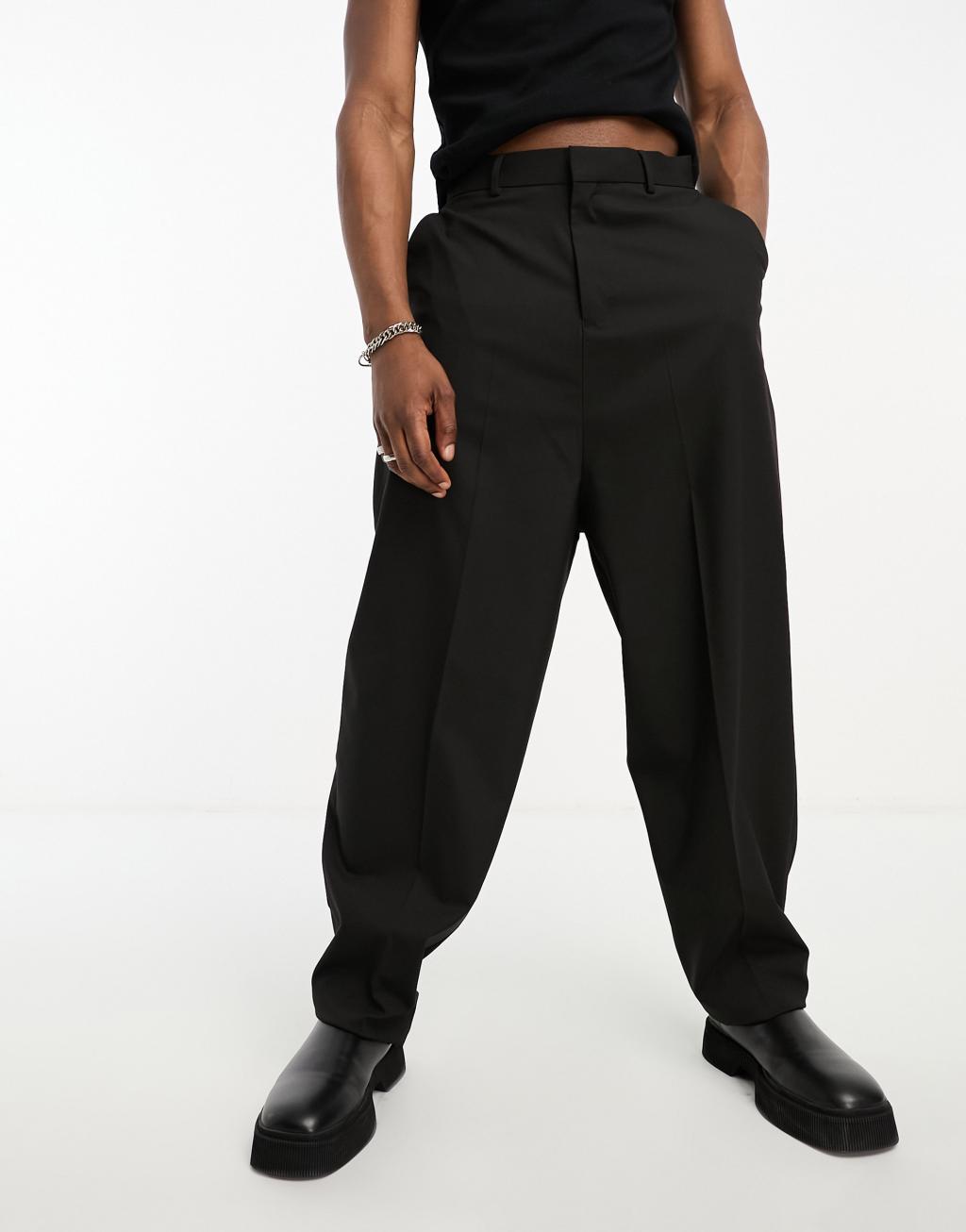 ASOS DESIGN balloon suit pants in black Product Image