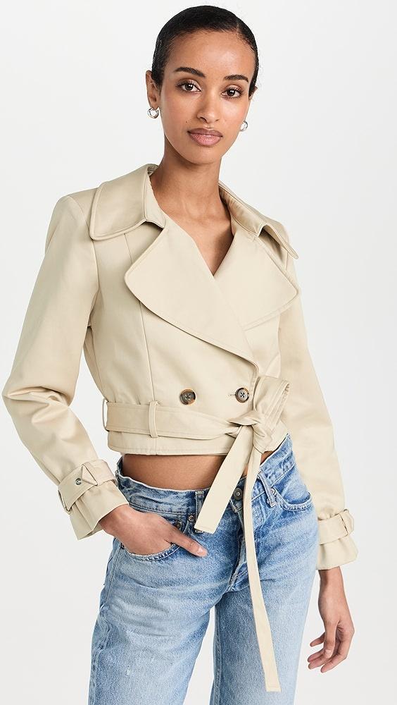 alice + olivia Hayley Cropped Trench Coat with Belt | Shopbop Product Image