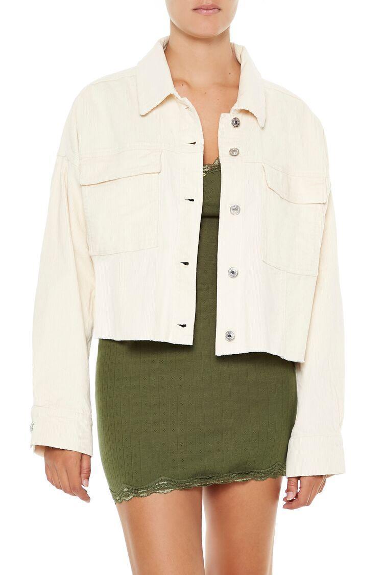 Boxy Cropped Corduroy Shacket | Forever 21 Product Image