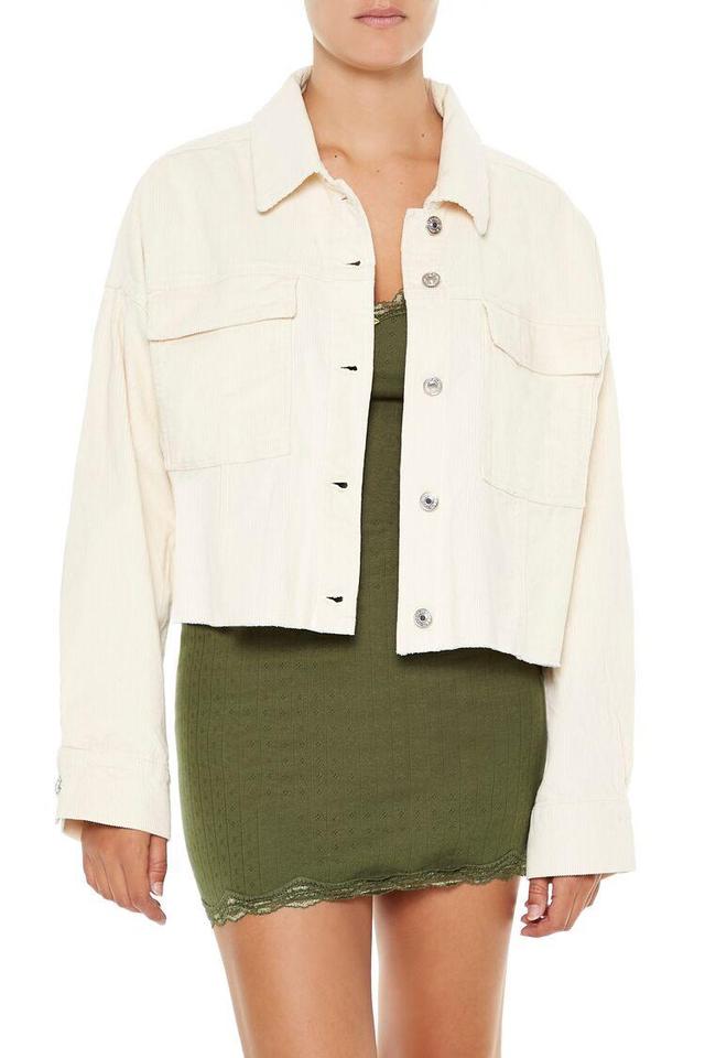 Boxy Cropped Corduroy Shacket | Forever 21 Product Image