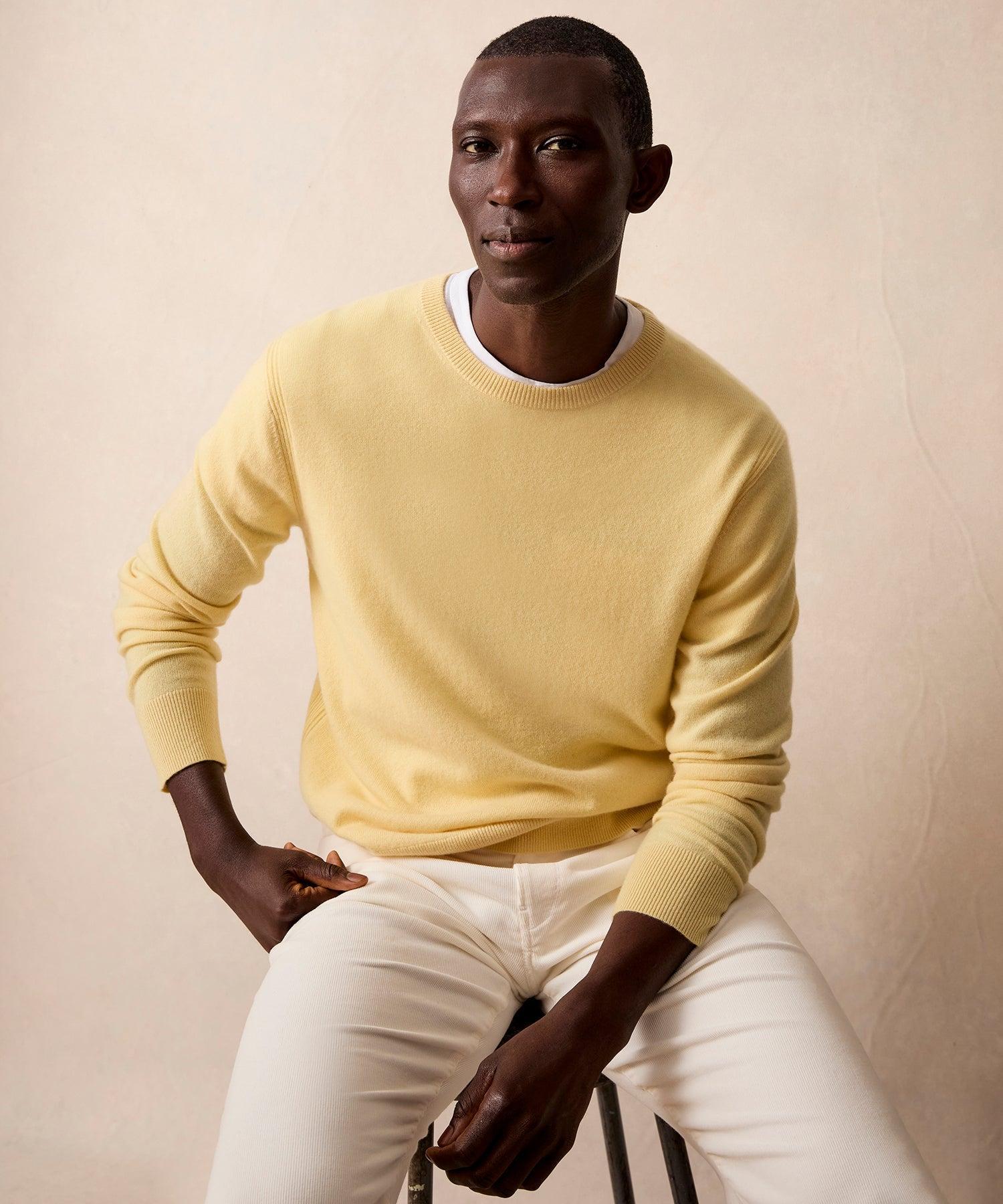 Cashmere Crewneck in Pale Yellow Product Image