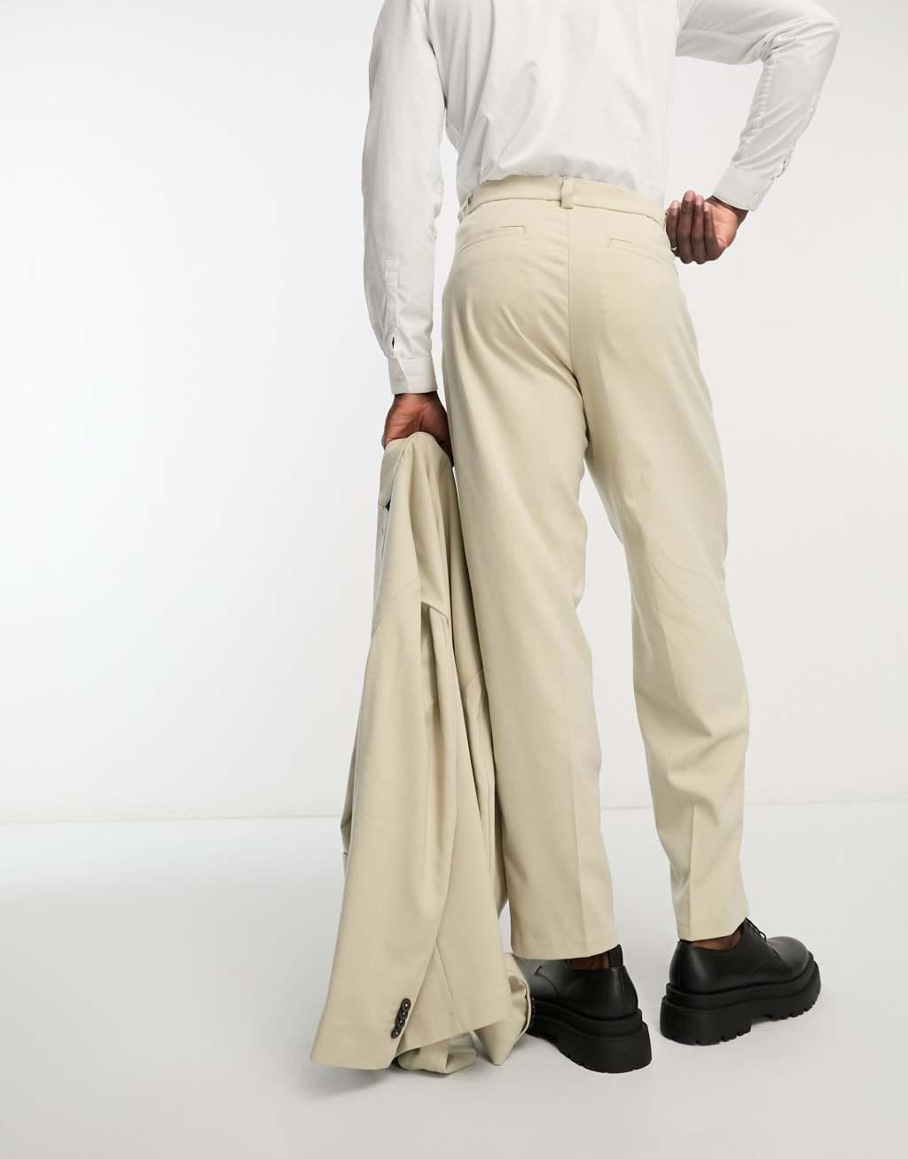 New Look relaxed fit suit pants in oatmeal  Product Image