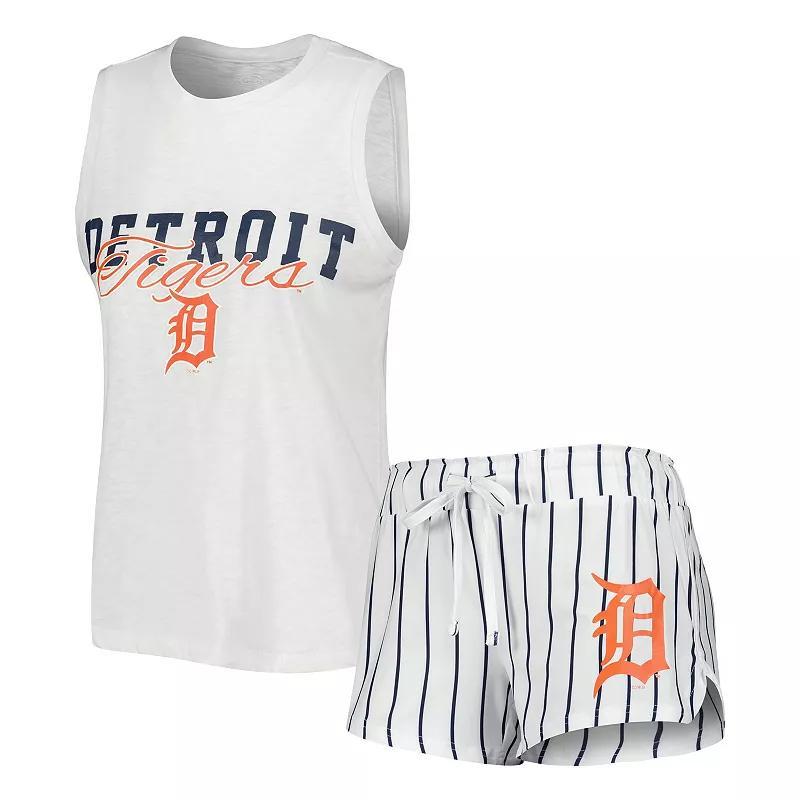 Womens Concepts Sport Detroit Tigers Reel Pinstripe Tank Top & Shorts Sleep Set Product Image