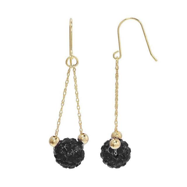 Womens Unbranded 14ky Gold Bead Pink Crystal Dangle Earrings, Womens, Black Product Image