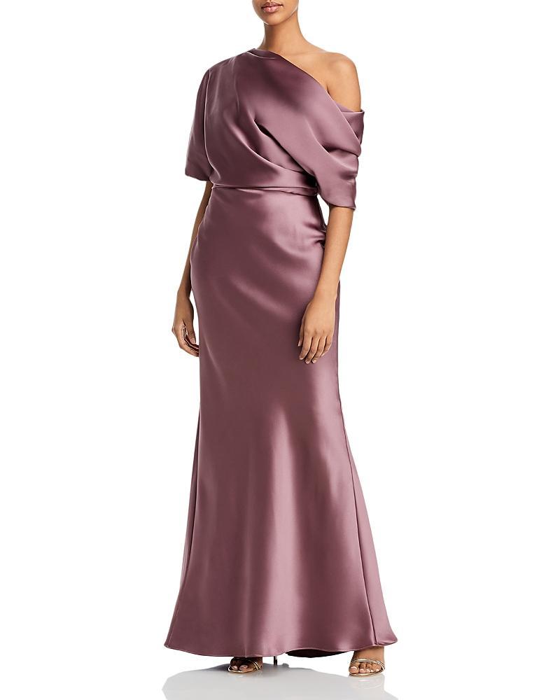 Womens Satin One-Shoulder Gown Product Image