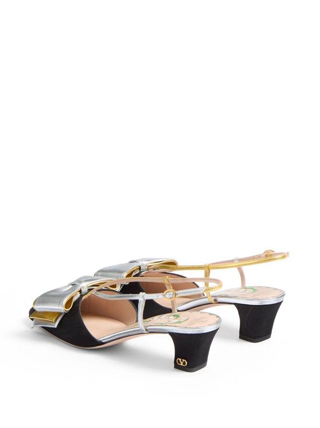 VALENTINO GARAVANI Oversize Bow Detail Pumps In Black/silver Product Image