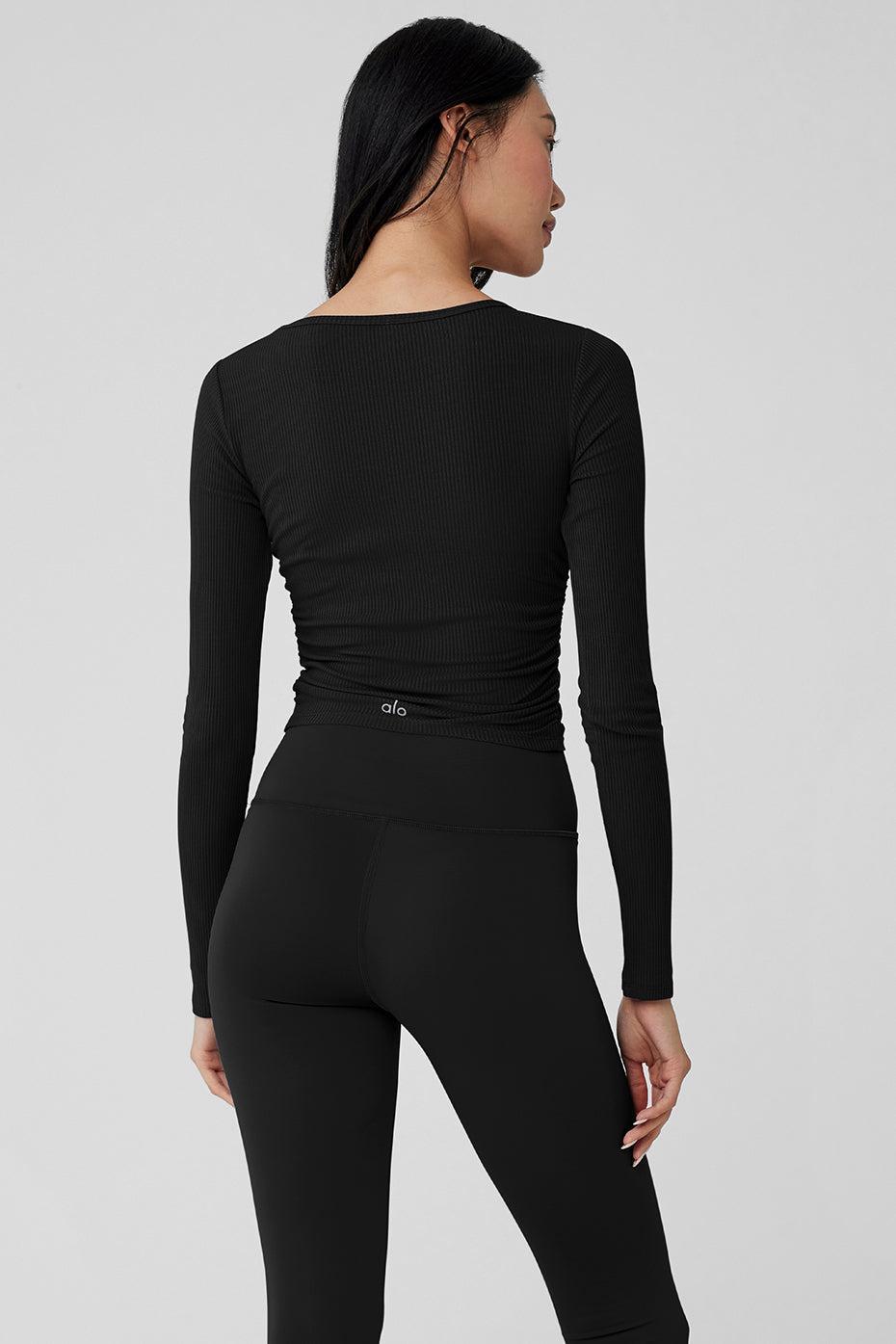 Alo Gather Long Sleeve Rib Crop Top Product Image