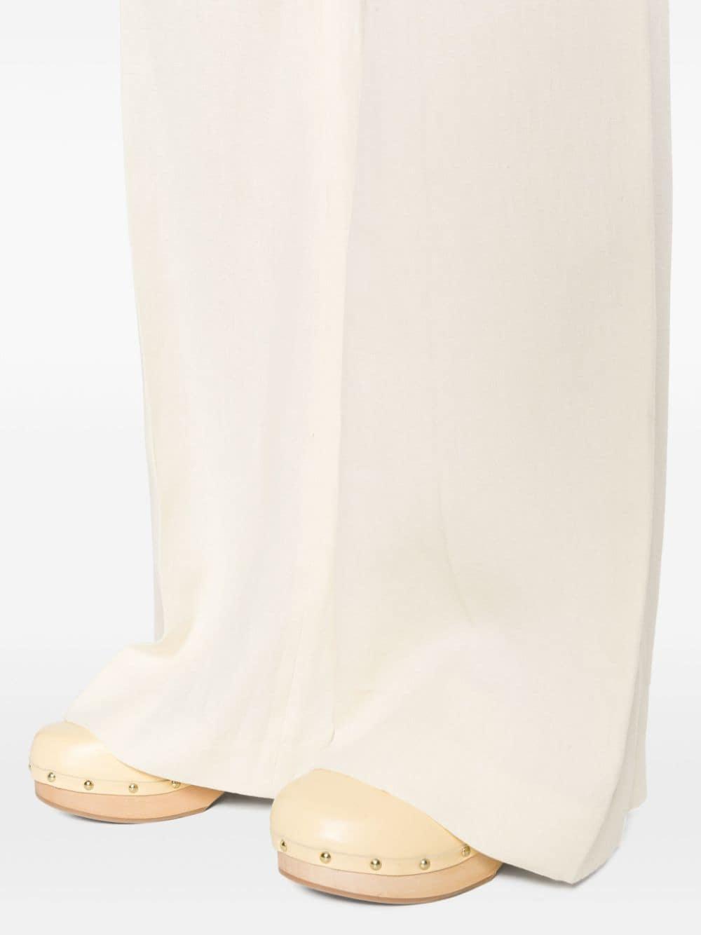 Wide-leg Linen Trousers In Beige Product Image