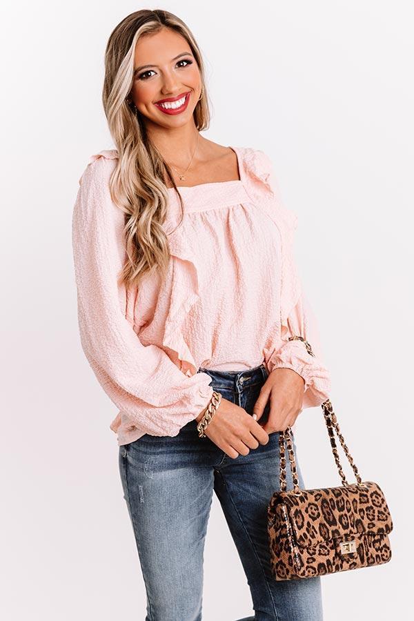 Dreams Of Tomorrow Ruffle Shift Top In Peach Product Image