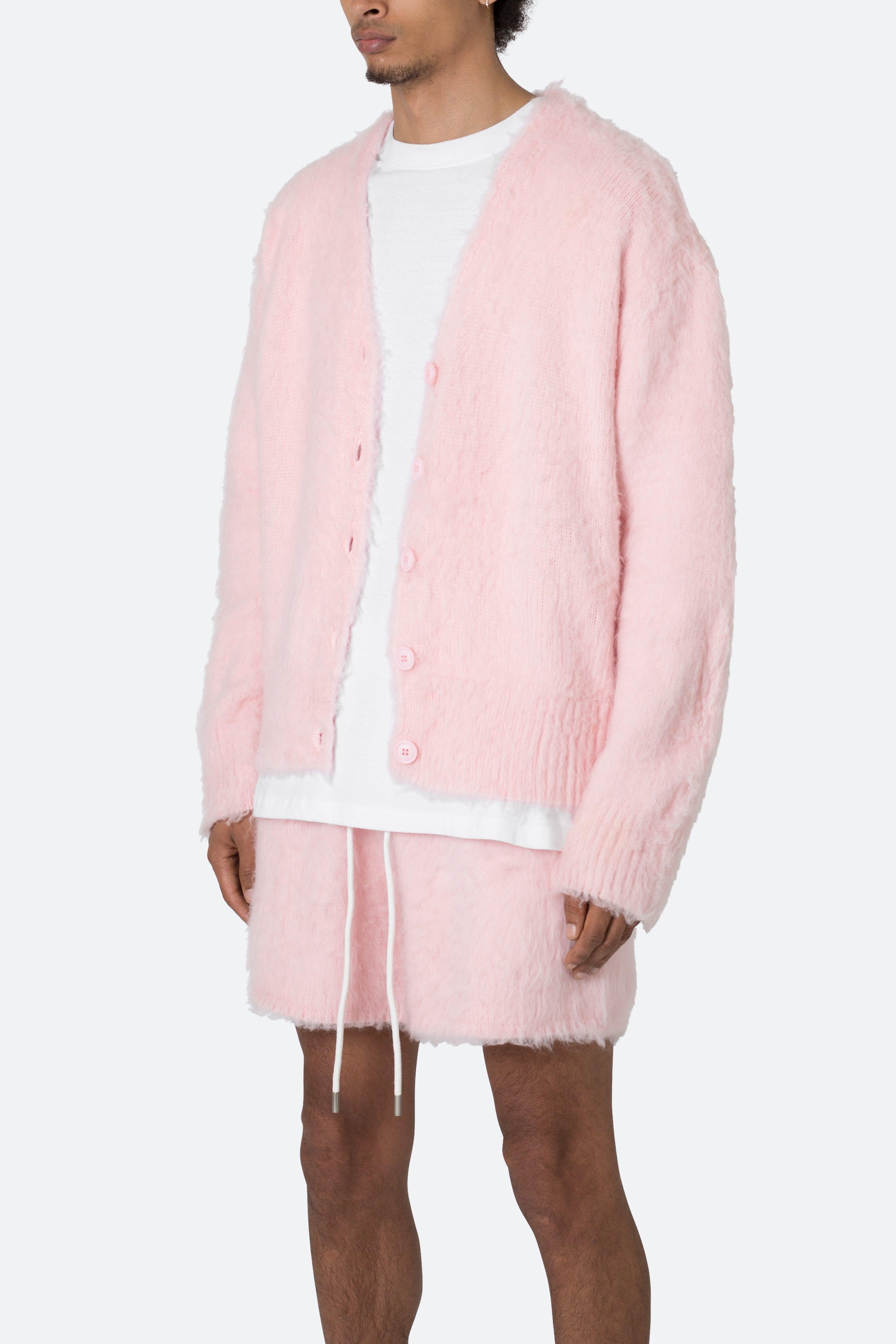 Fuzzy Cardigan Sweater - Pink Product Image