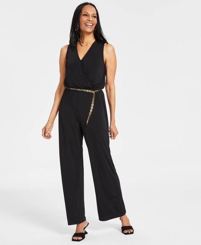 I.n.c. International Concepts Womens Chain-Belt Jumpsuit, Created for Macys Product Image