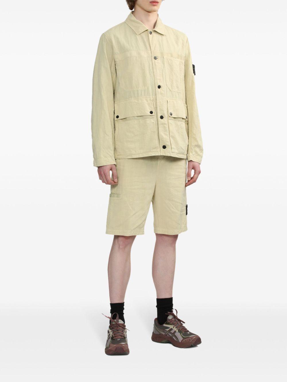 Compass-badge Shirt Jacket In Neutrals Product Image