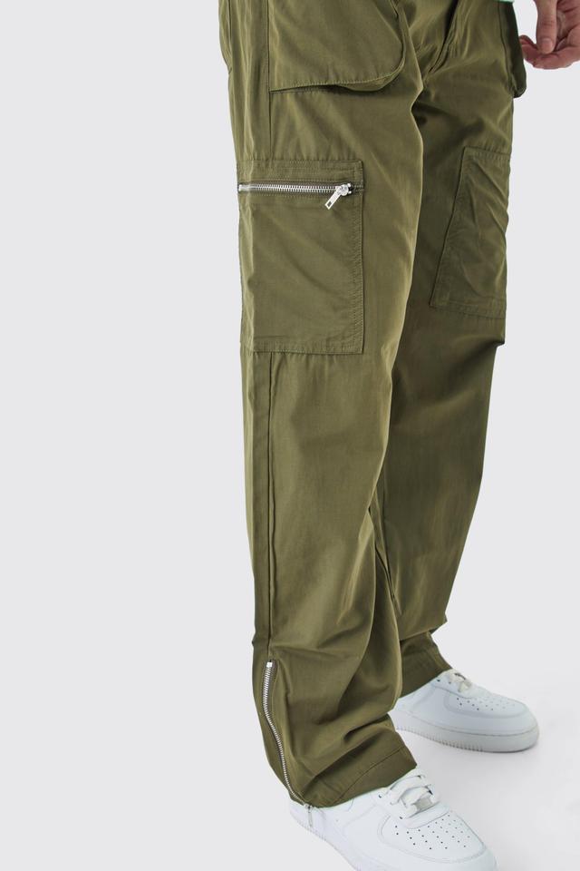 Tall Fixed Waist Relaxed Peached Cargo Trouser | boohooMAN USA Product Image