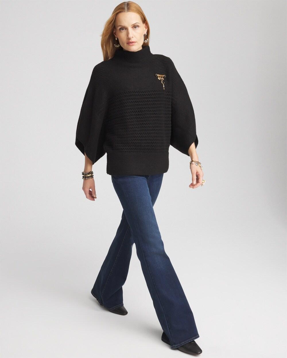 Mock Neck Dolman Sleeve Sweater Poncho Product Image