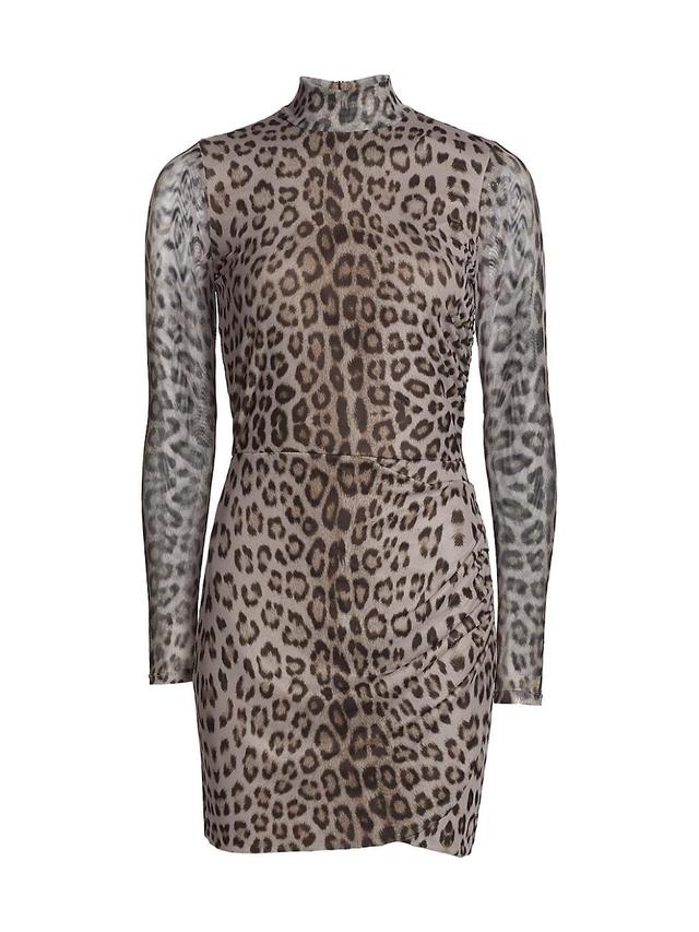 Womens Talulla Leopard-Print Mesh Minidress Product Image