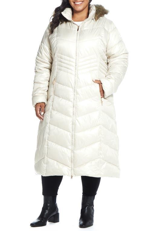 Gallery Hooded Maxi Puffer Coat with Faux Fur Trim Product Image