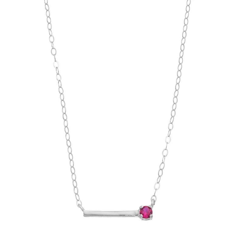 Aleure Precioso Sterling Silver Lab-Created Gemstone Bar Necklace, Womens Red Product Image