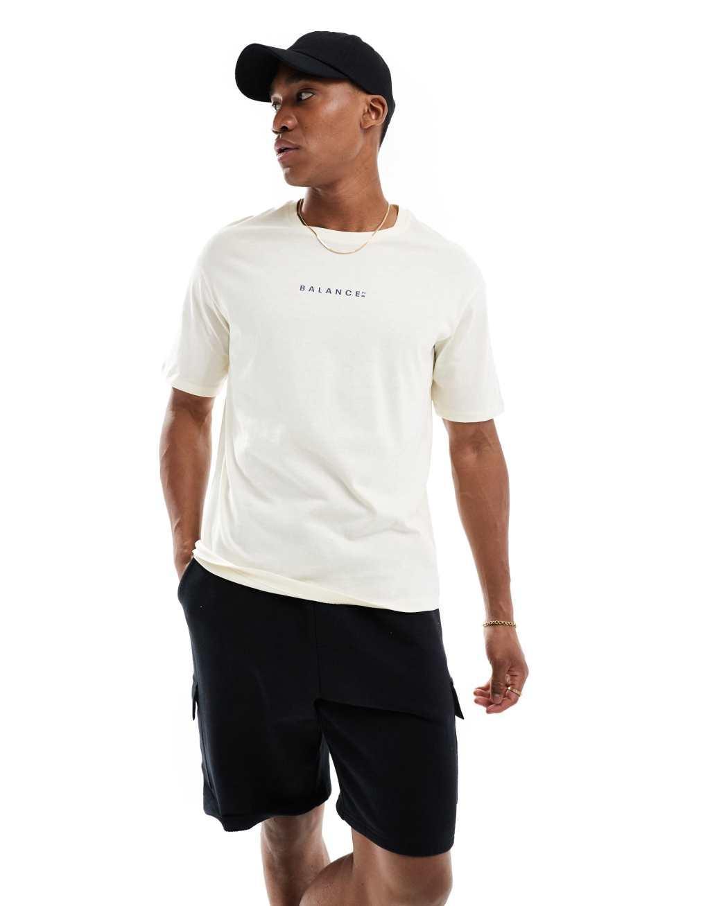 Selected Homme oversized T-shirt with koi back print in beige Product Image