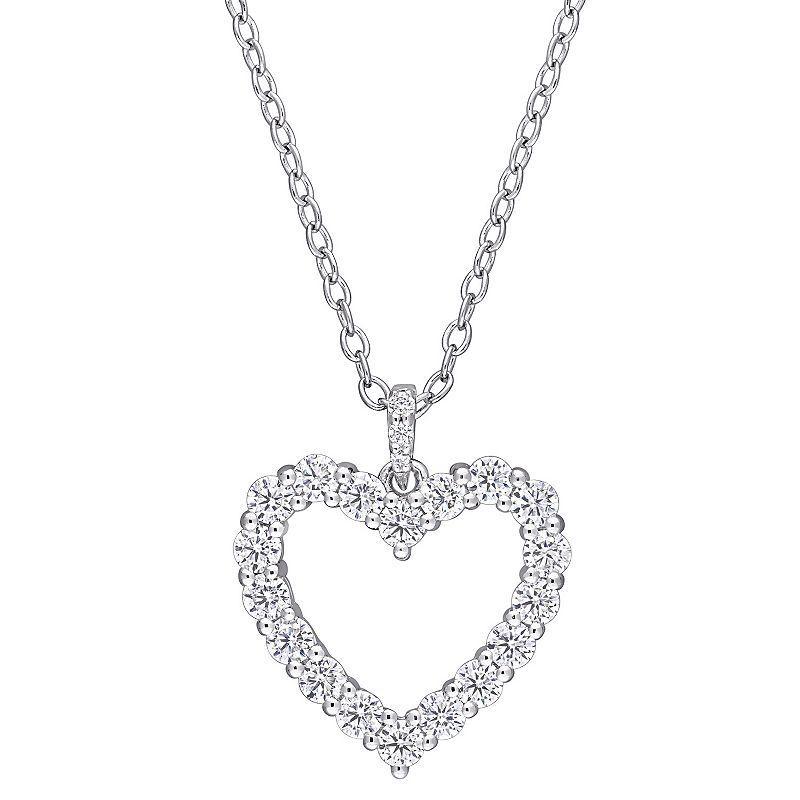 Stella Grace Sterling Silver 1/2 Carat T.W. Lab Created Moissanite Heart Pendant Necklace, Womens Product Image