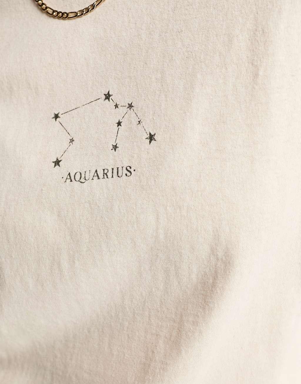 Miss Selfridge horoscope Aquarius oversized T-shirt Product Image