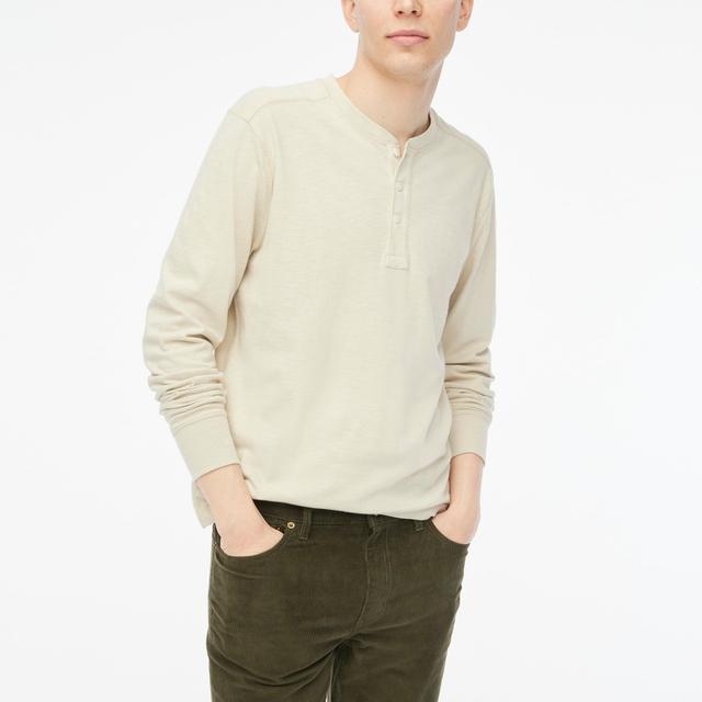 Long-sleeve henley in slub cotton Product Image